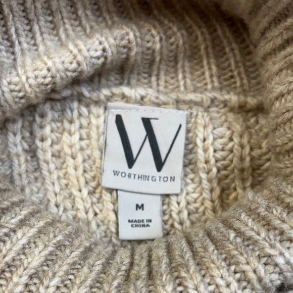 Worthington Beige Cable Knit Turtleneck Sweater - Picture 6 of 7